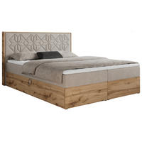 BOXBETT NESSI - 180/200 Beige Struktur - H3 - Beige, Holz/Textil (180/200cm) - MKS