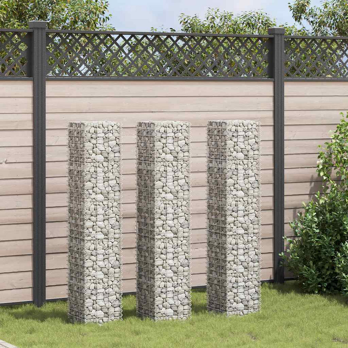 GABIONEN-HOCHBEETE 3 Stk. 30x30x150 cm Eisen - Silberfarben, Metall (30/150/30cm) - furnicato