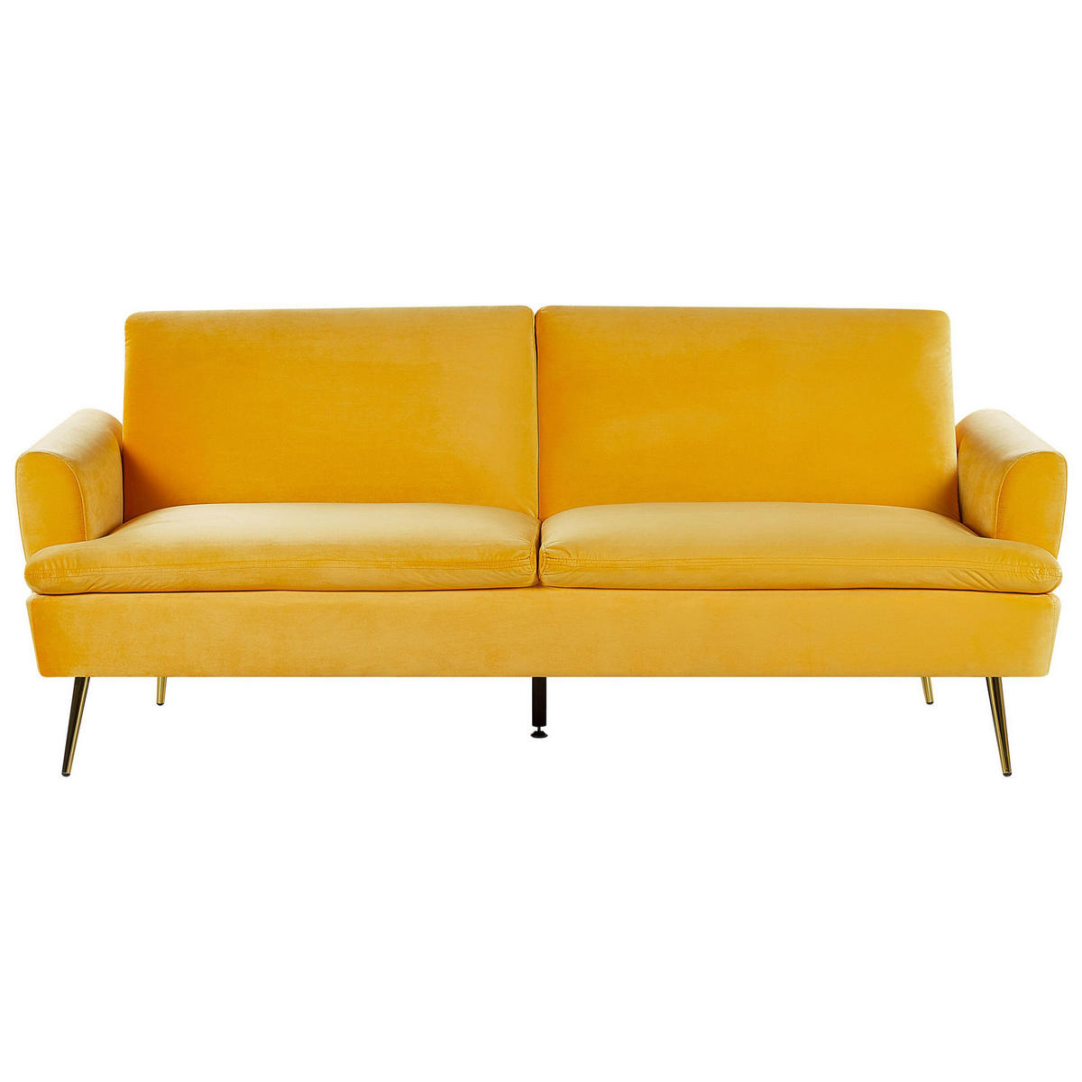 3-SITZER-SCHLAFSOFA Samtstoff Gelb Vettre - Gelb, Textil (210/88/84cm) - Beliani