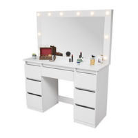 SCHMINKTISCH Lilia weiß mit LED-Beleuchtung - Weiß, Holz (108/140/41cm) - Juskys