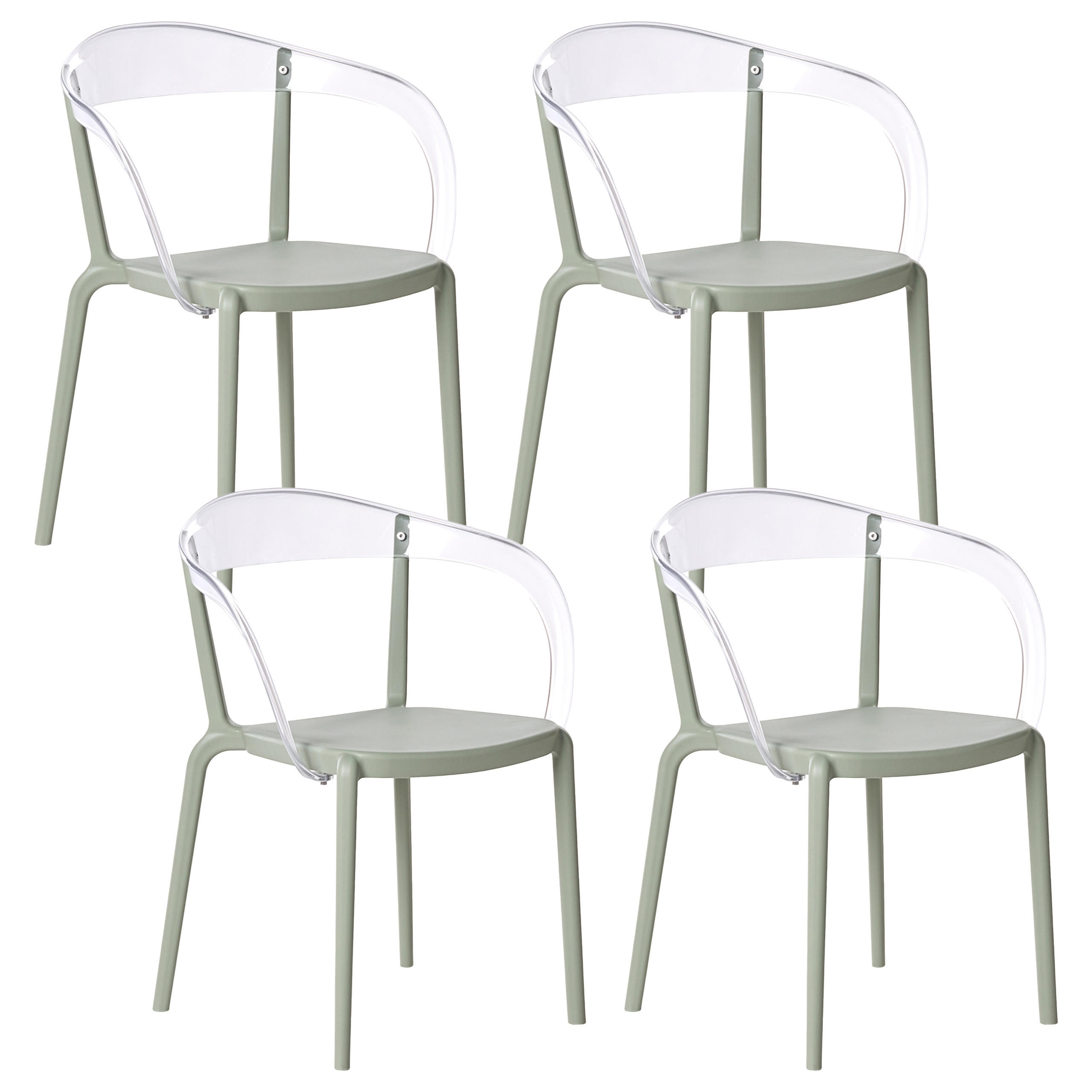 GARTENSTUHL 4er-Set stapelbar Hellgrün Malevizi - Hellgrün, Kunststoff (45/77/45cm) - Beliani