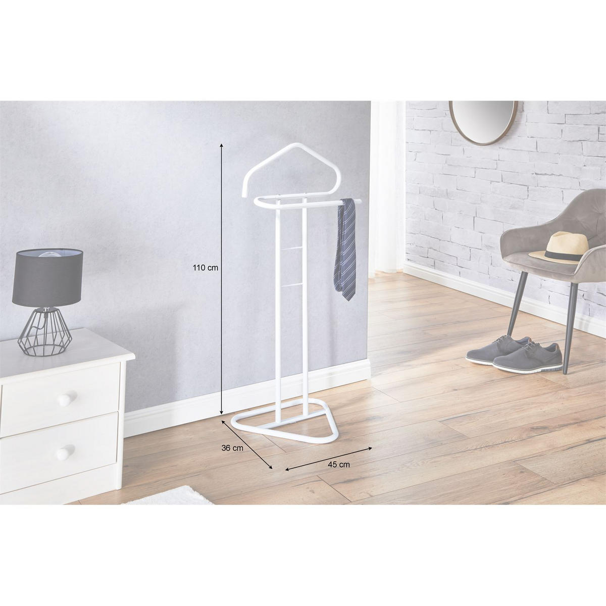 HERRENDIENER CAMILO - Weiß, Metall (45/107/36cm) - IDIMEX