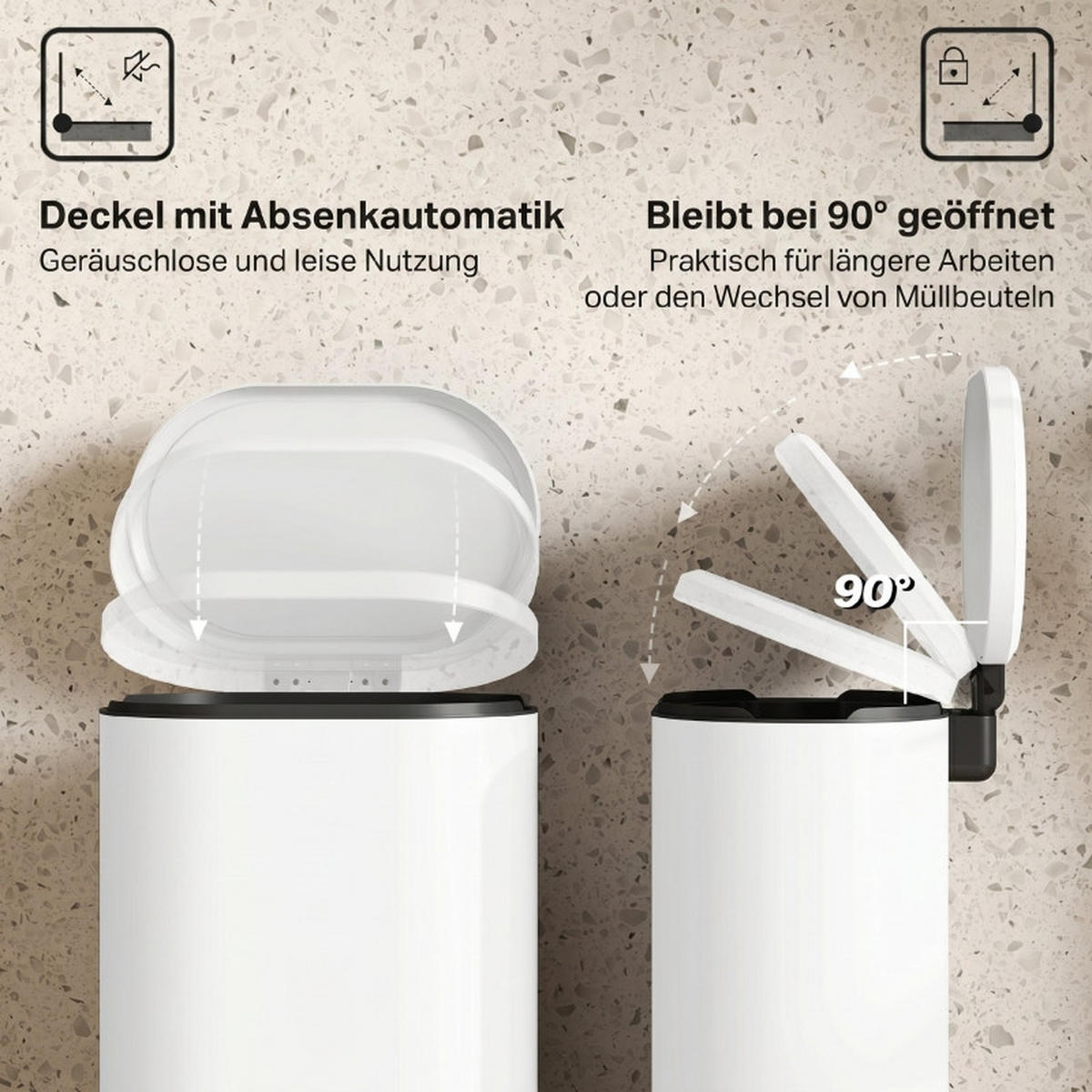 ABFALLEIMER - Creme, Metall (31/61/36.5cm)