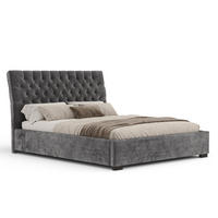POLSTERBETT Vezzola Dunkelgrau 120/200 cm im Chenille-Stoff - Dunkelgrau/Schwarz, Holz/Holzwerkstoff (120/200cm) - Maison de Reve