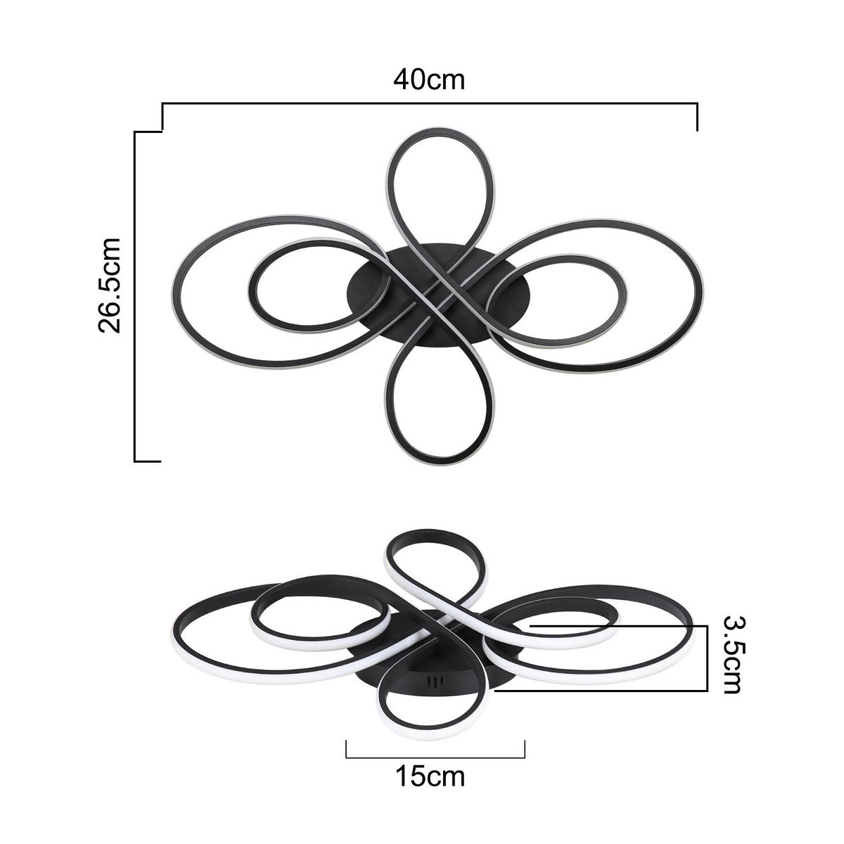LED-DECKENLEUCHTE Rivak 26.5/3.5/40 cm - Schwarz, Metall (40/26.5/3.5cm) - ZMH