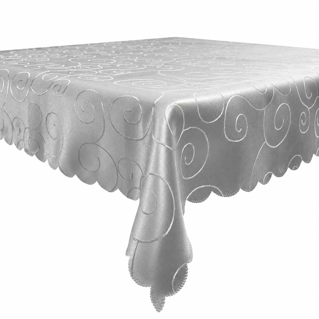 TISCHDECKE 160/220 cm Ornamente Silber - Silberfarben, Textil (160/220cm) - TiborTex