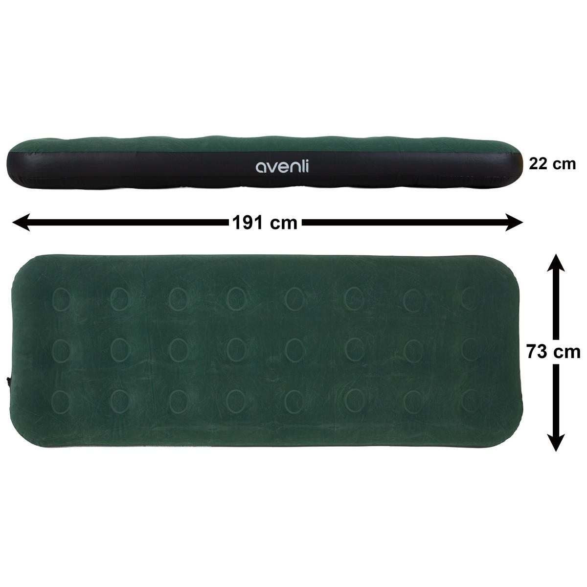 LUFTBETT Luftmatratze Camping CloudCoil grün 191x73x22cm - Grün, Kunststoff (73/191cm) - Avenli