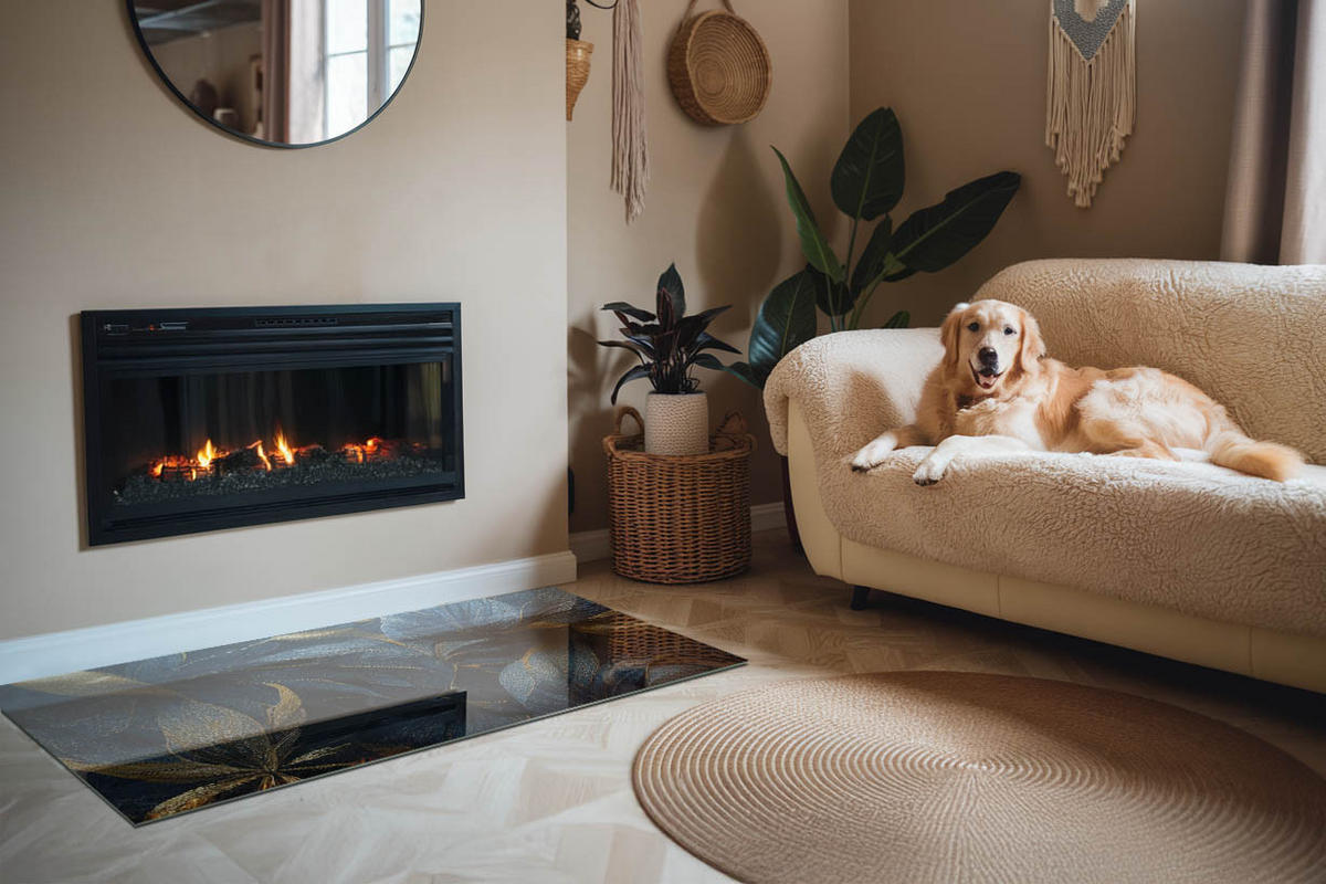 GLASPLATTE für Kamin 140x70 cm Marineblau - Dunkelblau, Glas (140/70/0.4cm) - ArtPrintCave