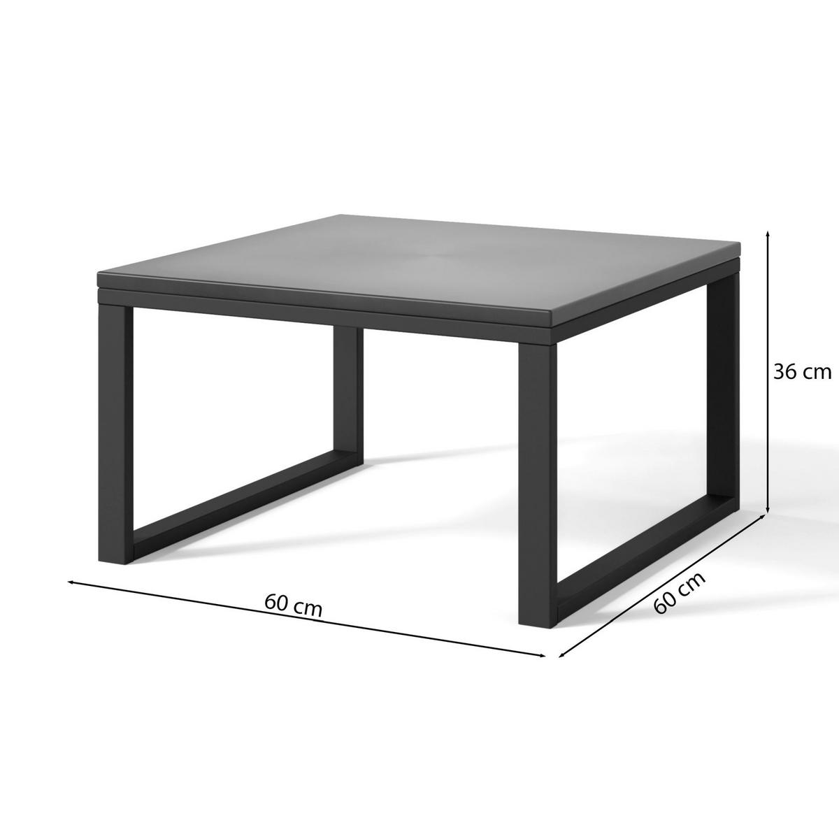 GARTENTISCH Dywilly Betonoptik / schwarzes Gestell 60x60 cm - Grau, Metall (60/60/36cm) - Selsey