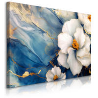 LEINWANDBILD Blumen Marmor Abstraktion Glamour 100cm x 70cm - Blau/Beige, Textil (100/70cm) - Muralo