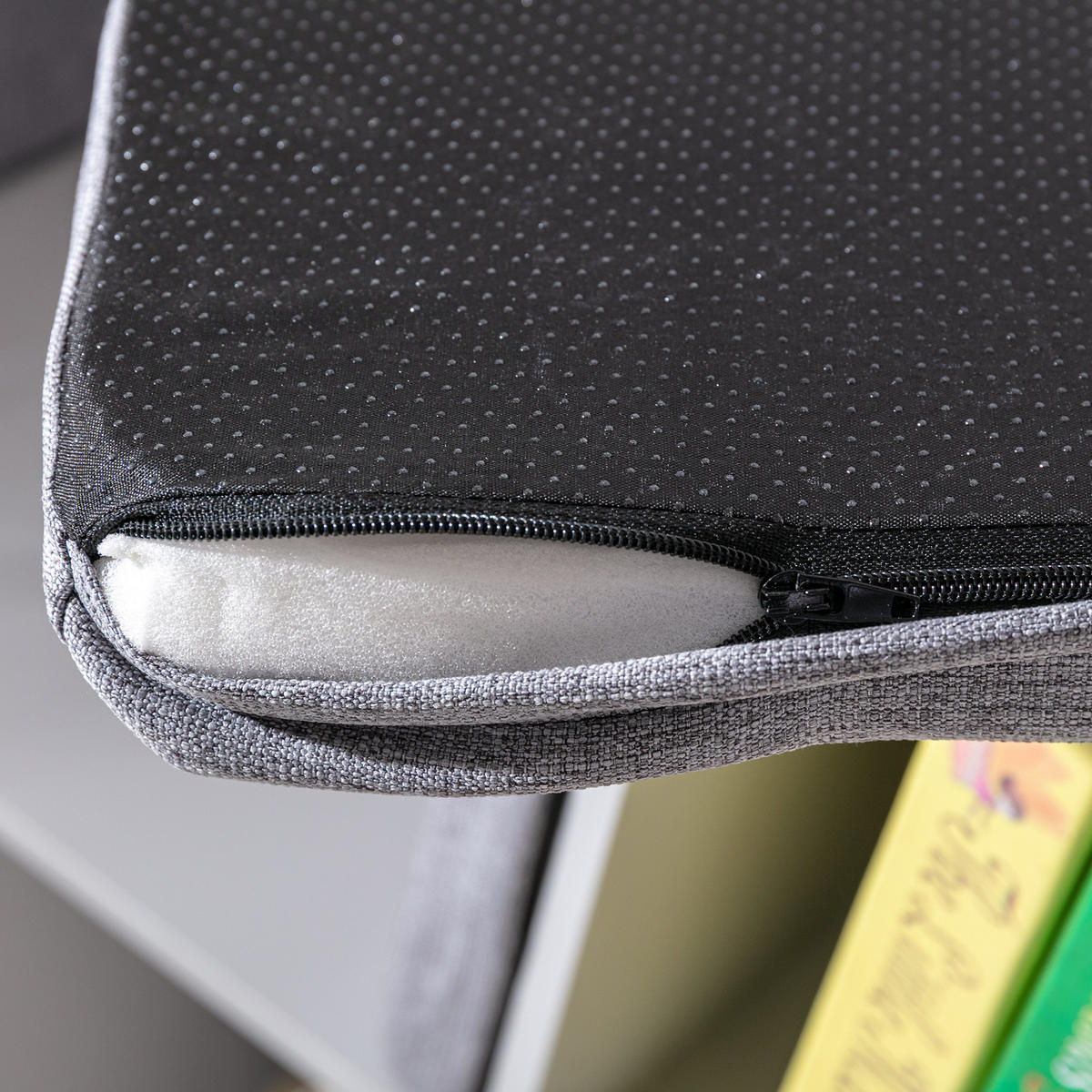 KINDERREGAL 2-in-1 Eckregal mit 6 Fächern Kindersitzbank mit Kissen Grau - Grau, Holzwerkstoff/Textil (30/62/103cm) - HOMCOM