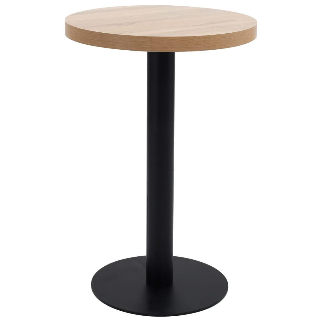 BISTROTISCH Flori rund Hellbraun/Schwarz 50 cm MDF - Schwarz, Holz (50/50/75cm) - DELUKE
