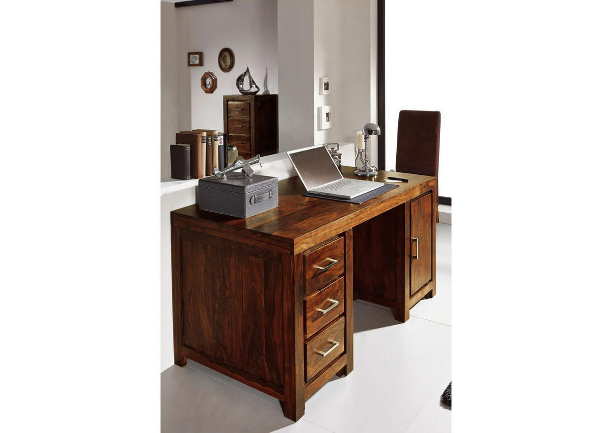 SCHREIBTISCH Sheesham 150x75x78 braun lackiert METRO LIFE #119 - Braun, Holz (75/150/78cm) - Massivmoebel24