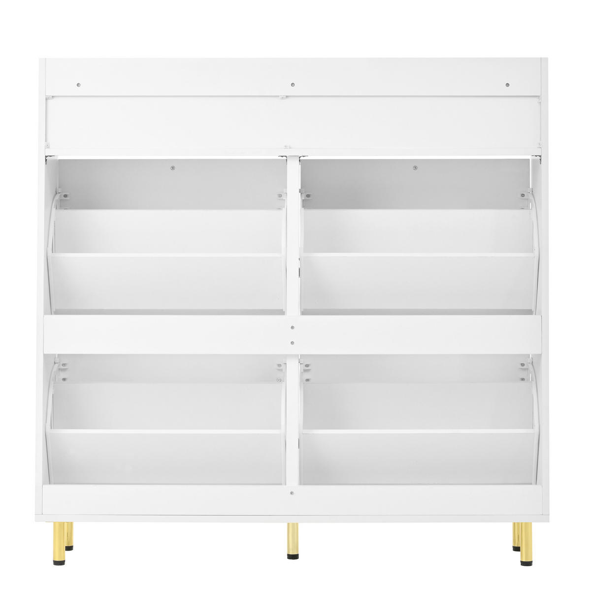 SCHUHSCHRANK 106,5/25/105,5 cm weiß aus MDF mit 4 Klappen - Weiß, Holzwerkstoff (106.5/105.5/25cm) - OKWISH