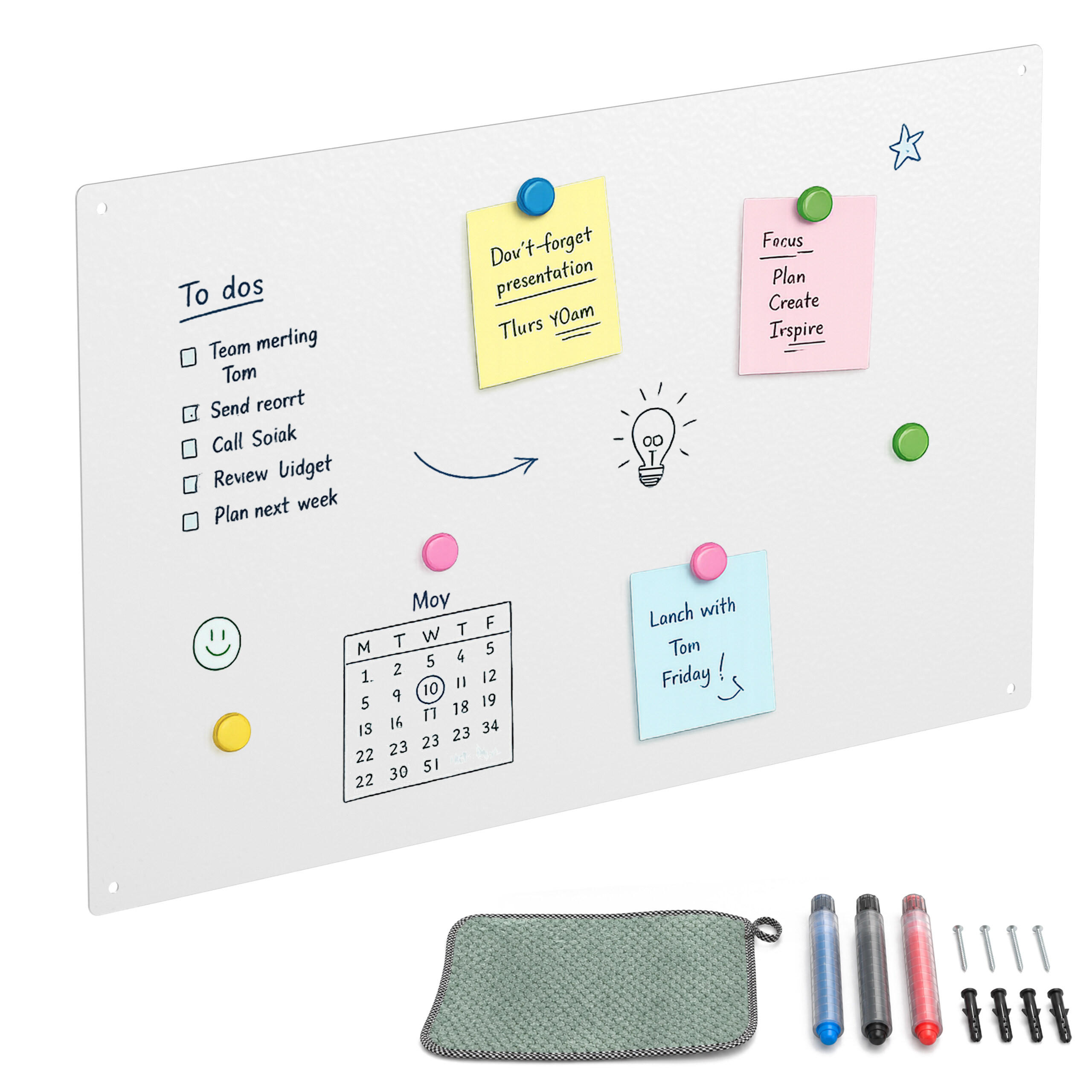 MAGNETTAFEL Weiß Stahl beschreibbar 50x30 cm - Weiß, Metall (50/30/0.1cm) - Relaxdays