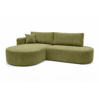 ECKSOFA Mit Schlaffunktion Und Bettkasten, Cordstoff Poso, Olive, Links, ROUND ONE OPEN XL - Olivgrün, Holz (262/175cm) - Kaiser Möbel