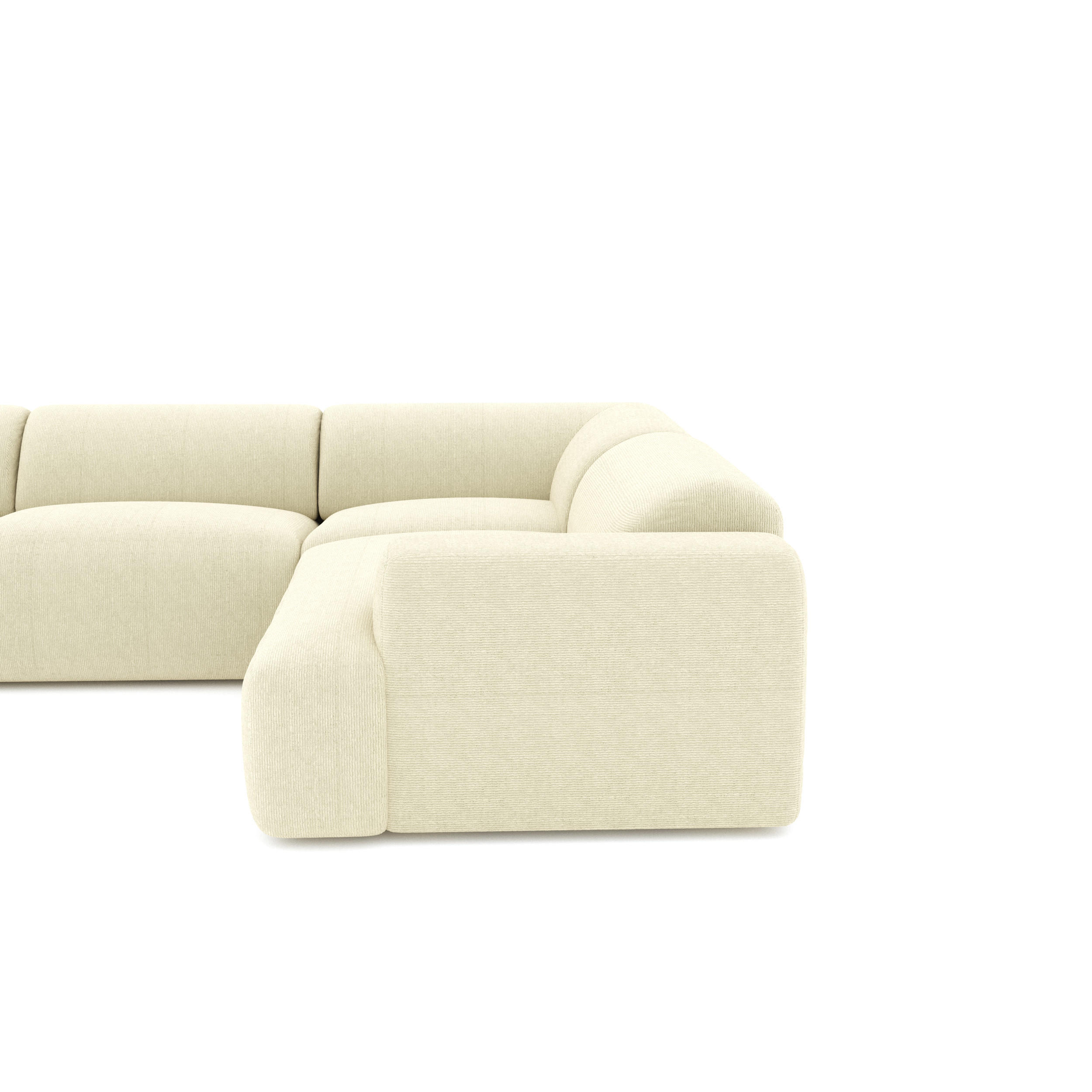 WOHNLANDSCHAFT Gerippter Samt Creme 354cm - Creme, Textil (354/73/200cm) - Sia Home