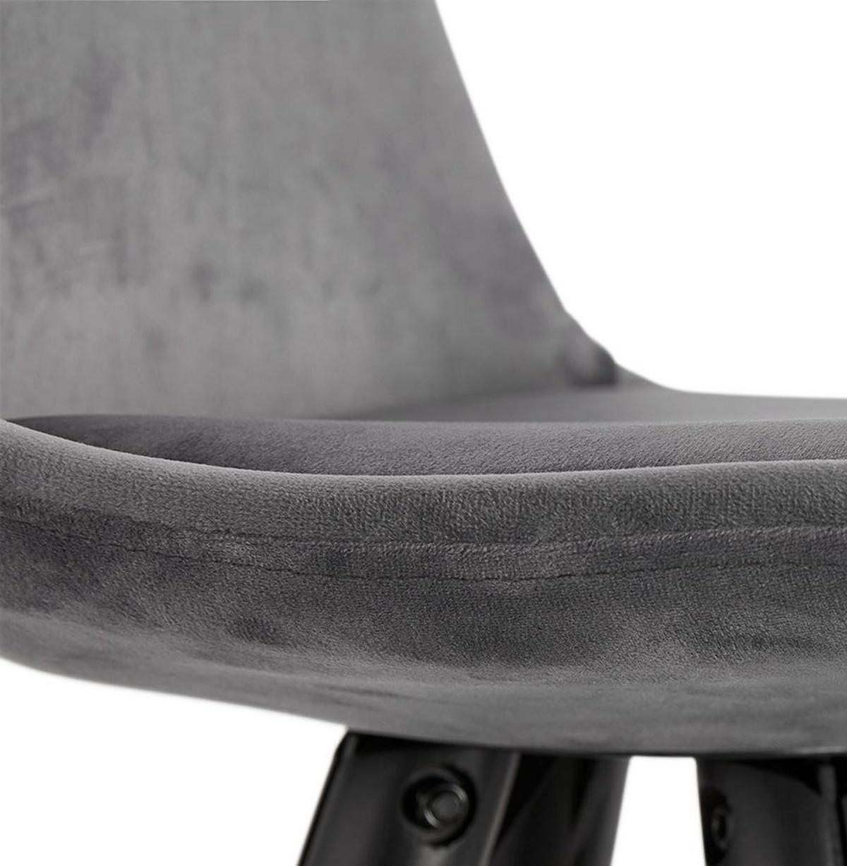 BARHOCKER Samt Holzbeine Sitzhöhe 75cm Eleganter Stil LURALI, Grau 41x41x97 cm - Schwarz/Grau, Buchenholz/Textil (41/97/41cm) - KADIMA DESIGN