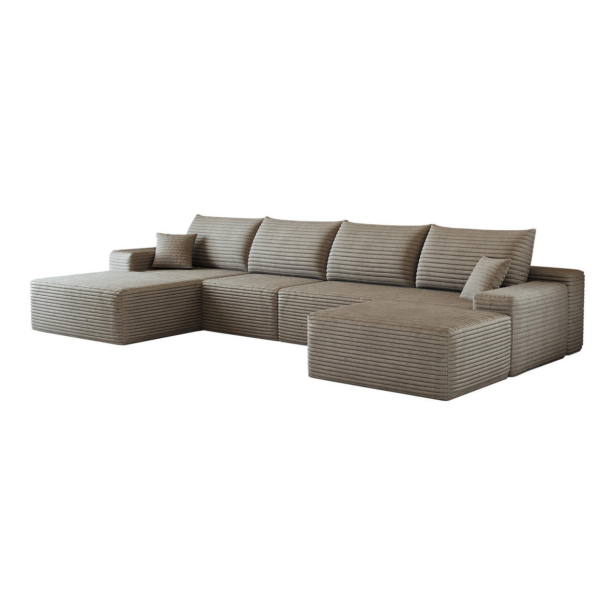 WOHNLANDSCHAFT DE-34857 U-Form 3-Sitzer Chaiselongue links Camel - Sandfarben, Textil (175/83/270cm) - ComfortXL