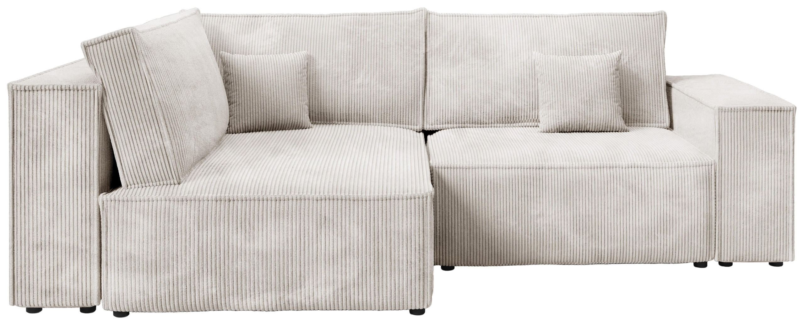 ECKSOFA Pedro Duo mit Schlaffunktion Weiß Cord - Weiß, Textil (246/153cm) - Bromarkt