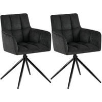 ARMLEHNENSTUHL 2er Set Stoff Schwarz - Schwarz, Textil/Metall (59/87/59cm) - CLP