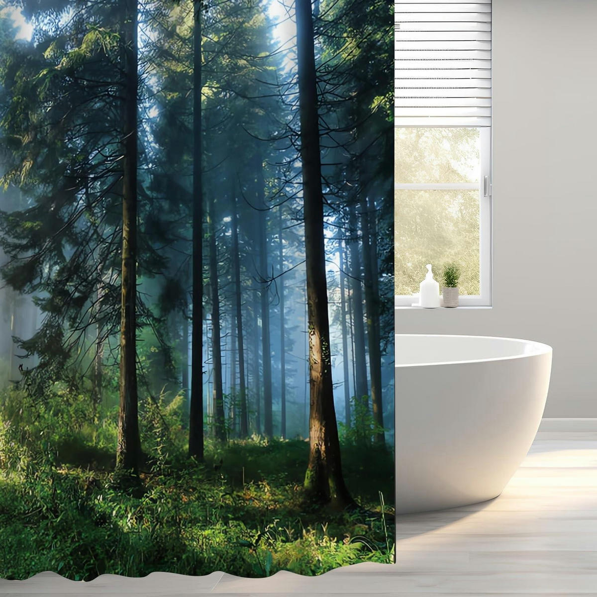 DUSCHVORHANG Sunshine Forest 240 x 180 cm Textil Wasserabweisend Waschbar - Multicolor, Textil (240/180cm)