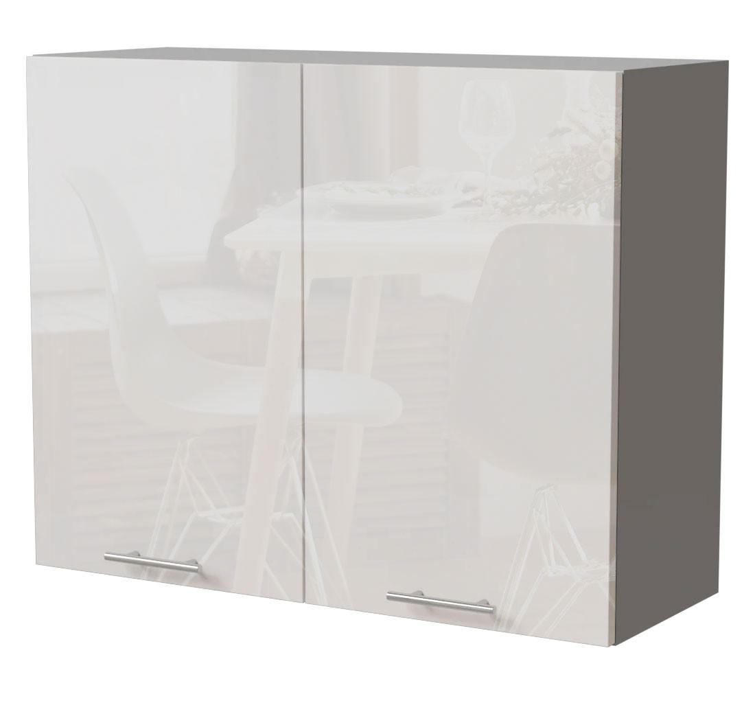 Feldmann-Wohnen Küchenhängeschrank Weiß Hochglanz, Grau 90x72x32.5 cm