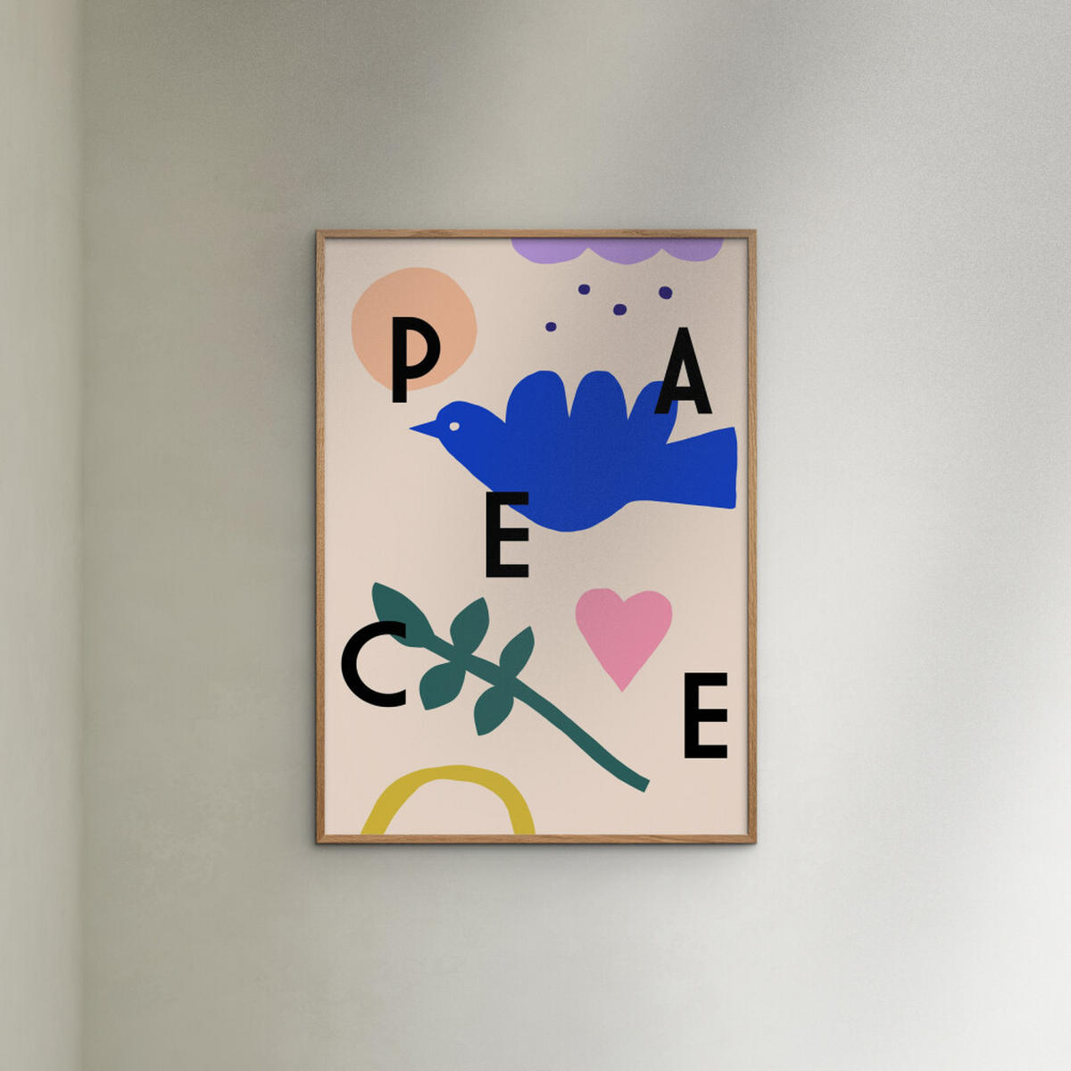 POSTER mit Rahmen Maren Gross - Peace - Eichefarben/Multicolor, Holz/Papier (70/100cm) - Poster&Frame
