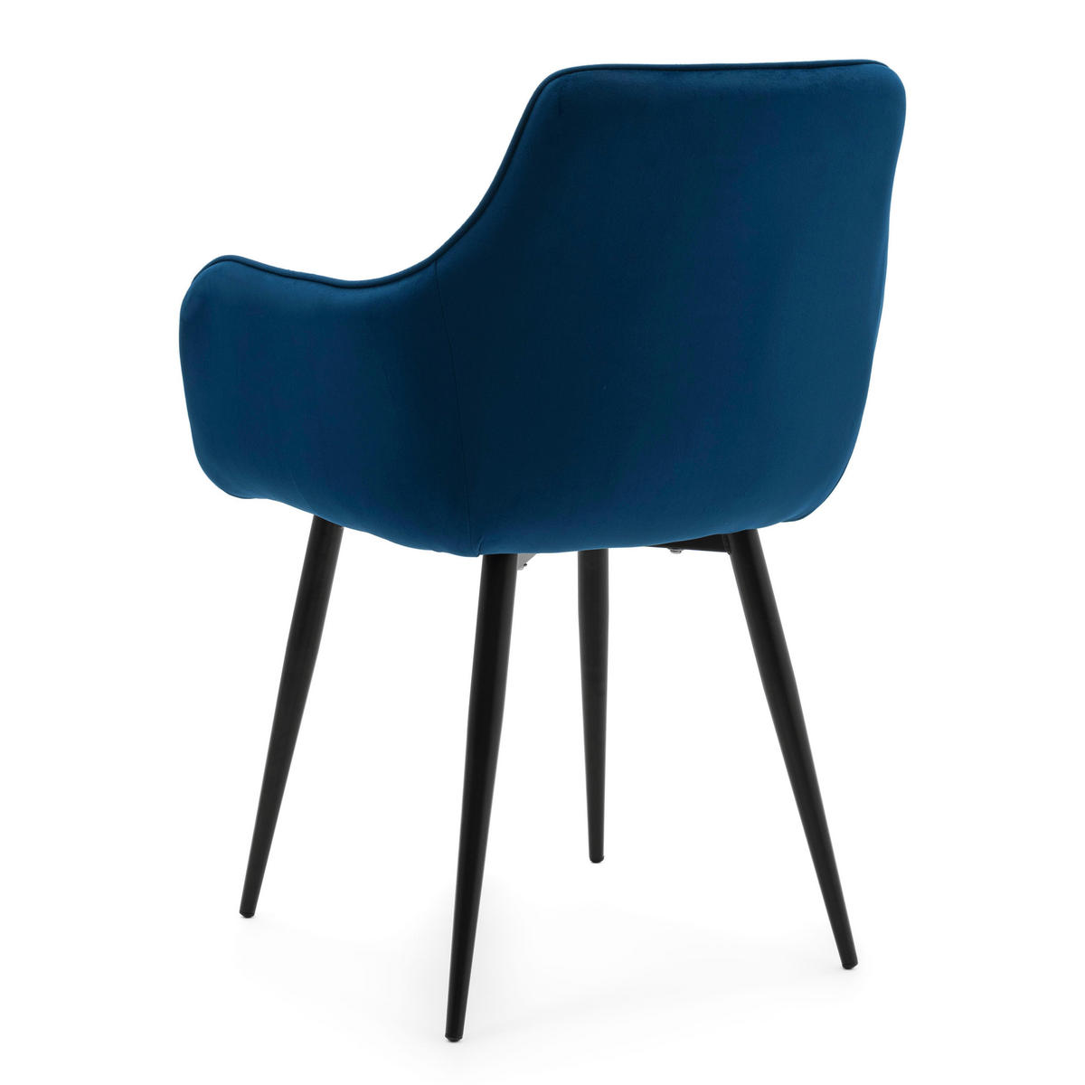 STUHL GALLO gespolstert mit Steppung - dunkelblau - Samt Velours - Schwarz/Dunkelblau, Textil/Metall (58/88/58cm) - NEW HOME