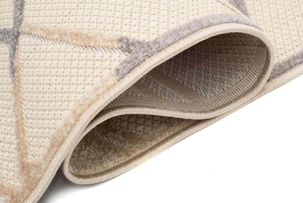 TEPPICH In-Outdoor Beige Abstract, Streifen - Kurzflor Rechteckig Creme - 120 x 170 cm - Beige, Textil (120/170cm) - Mazovia