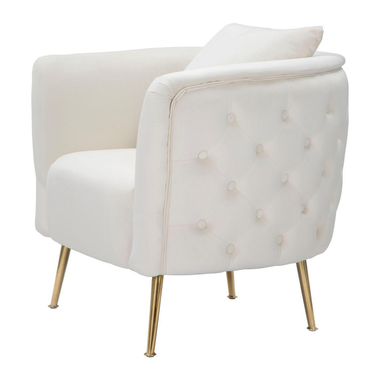 SESSEL Bucarest, cremefarben und goldfarben, Stoff, Sperrholz und Metall, 76 x 74 x 73 cm - Goldfarben/Creme, Holzwerkstoff/Kunststoff (76/73/74cm) - Mauro Ferretti