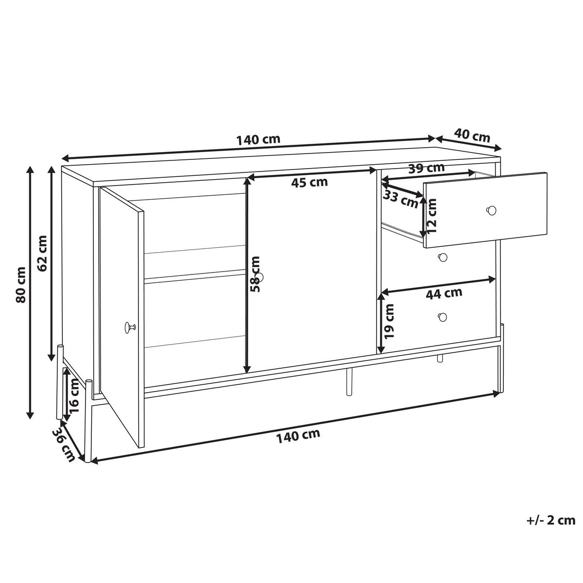 SIDEBOARD se 2 dveřmi Hnědý Arizona - hnědá, kompozitní dřevo (140/80/40cm) - Beliani