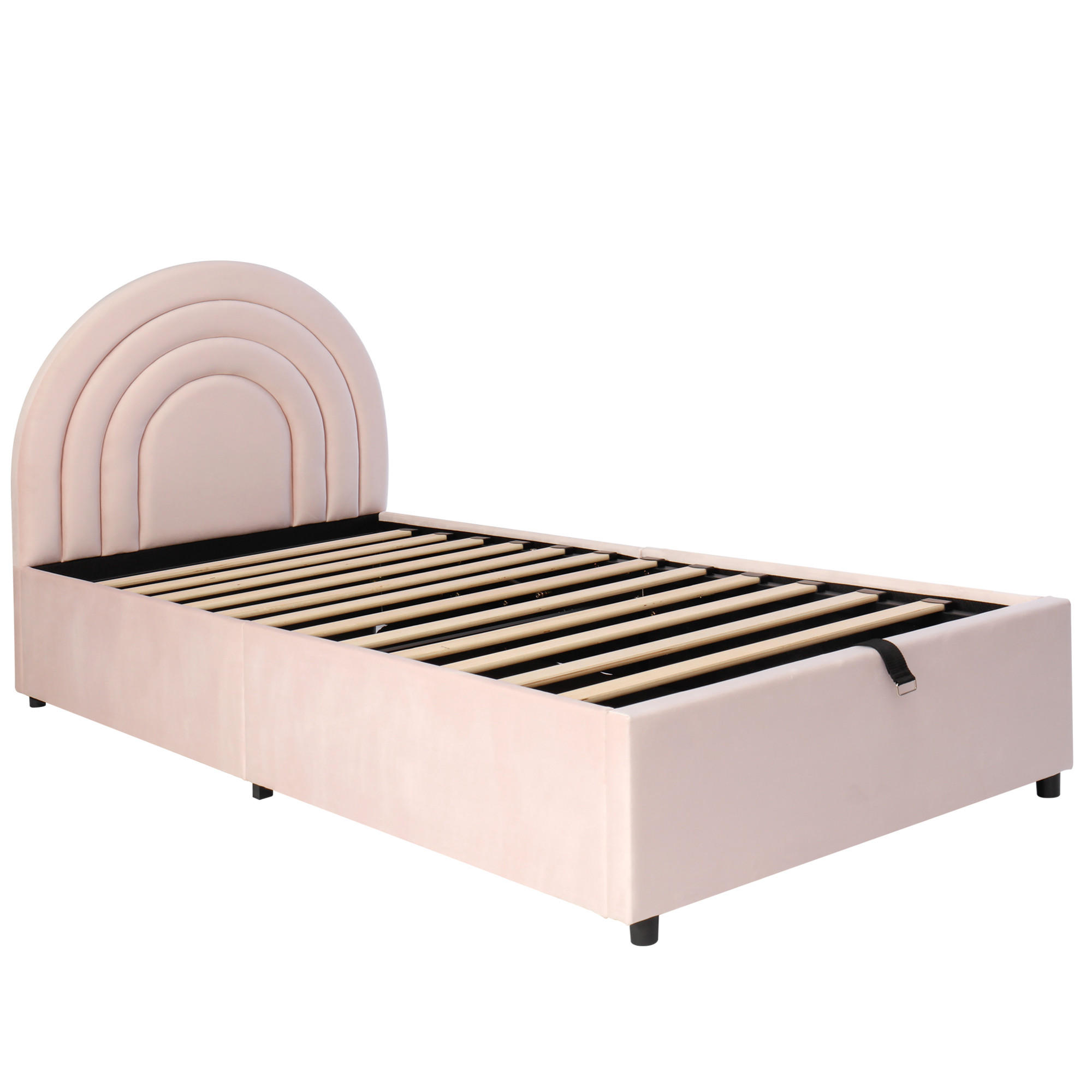 STAURRAUMBETT 90/200 cm DE-03027, mit Hydraulik, in Rosa - Pink, Holz (90/200cm) - ComfortXL