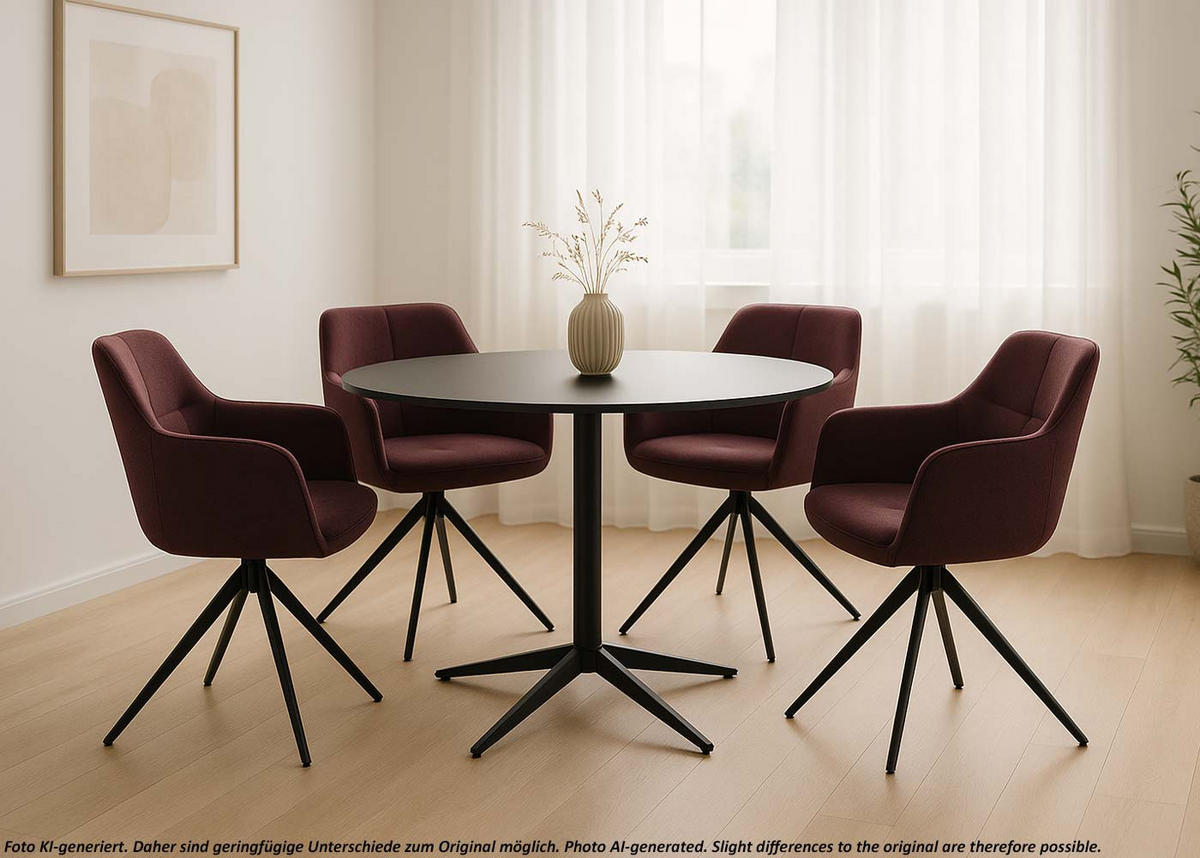 JÍDELNÍ ŽIDLE Černá, Bordeaux, sada 2 ks - bordeaux/černá, textil (53/80/59cm) - MCW