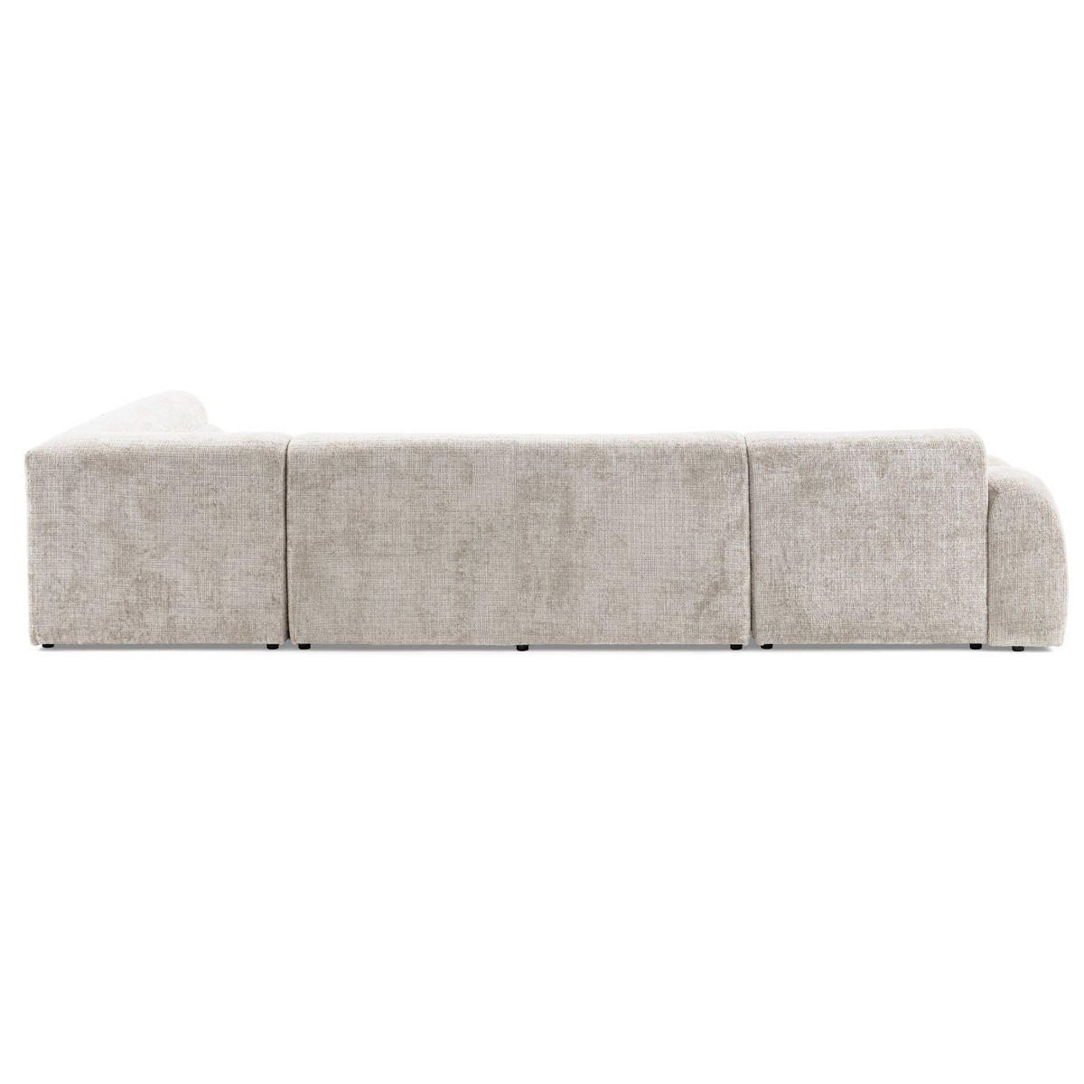 6-SITZER modulares Wohnlandschaft U XXL VEER SET 3 Rechts, 368 x 200 cm, Chenille Webstoff Creme - Creme/Schwarz, Holz/Kunststoff (200/75/368cm) - Muffo