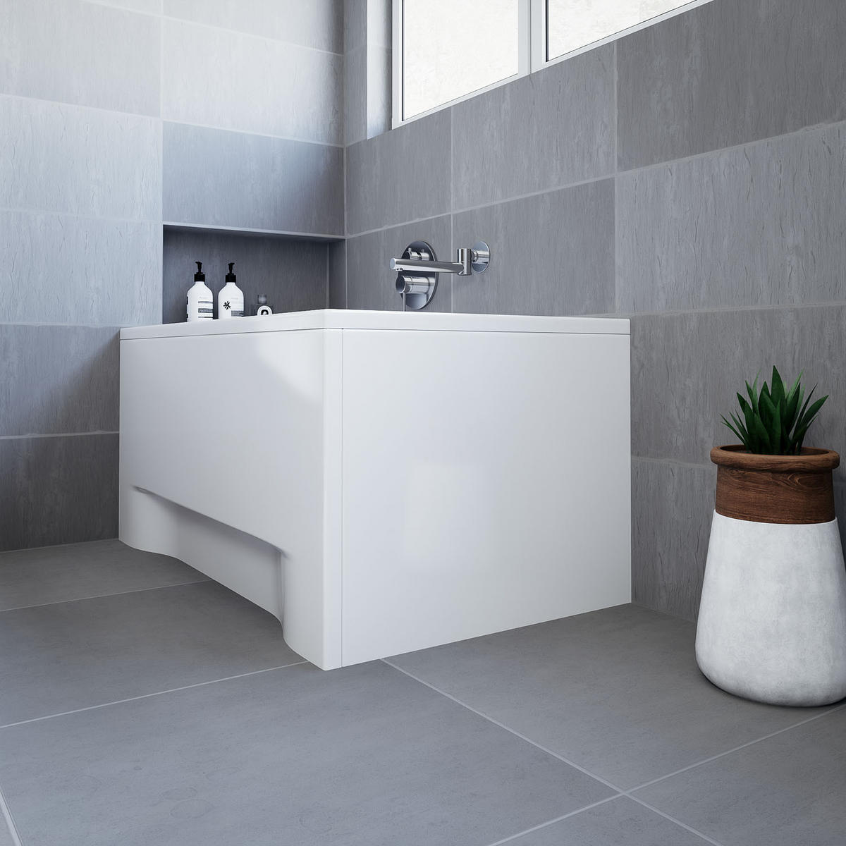 BADEWANNE Rechteck CAPRI 100/70 mit Schürze Ablauf Füße - Weiß, Kunststoff (70/54.5/100cm) - bad land