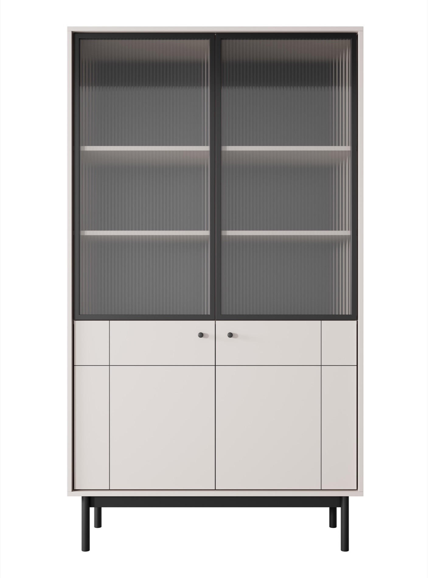 VITRINE Japandies Greige - Taupe/Schwarz, Holz/Holzwerkstoff (104/184.6/39cm) - Selsey