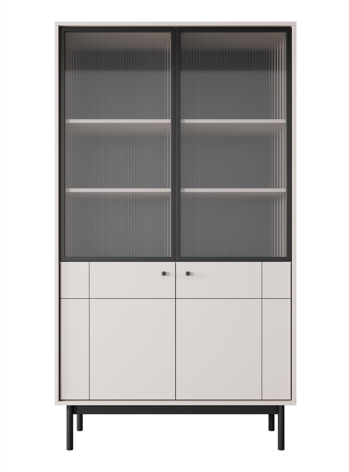 VITRINE Japandies Greige - Taupe/Schwarz, Holz/Holzwerkstoff (104/184.6/39cm) - Selsey