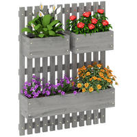 BLUMENKASTEN-SET DE-05392 Wandmontage, 3 Kästen Natur - Grau, Holz (16/80/60cm) - ComfortXL