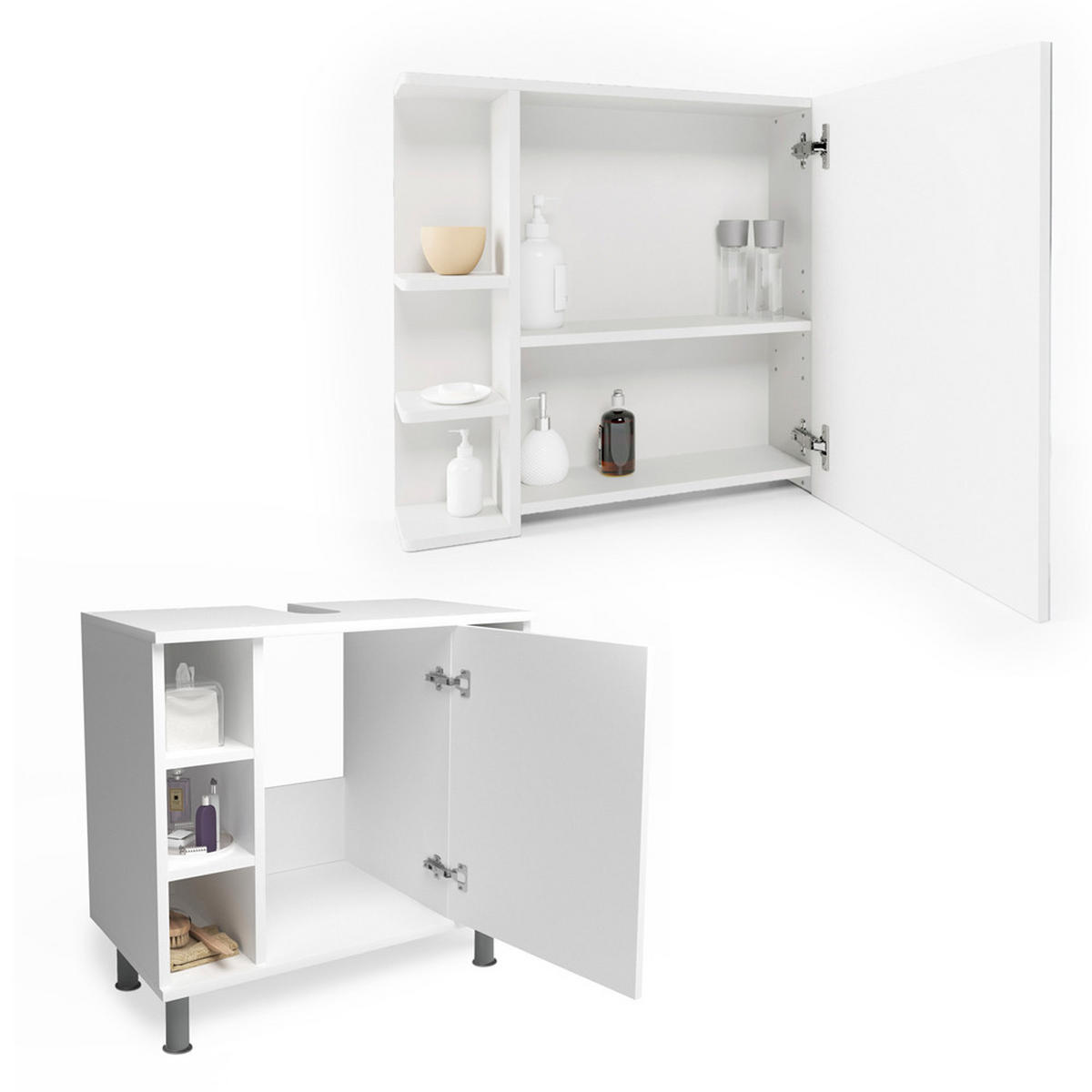BADMÖBEL-SET Fynn Weiß 2 Teile - Weiß, Holzwerkstoff (60/54/32cm) - Vicco