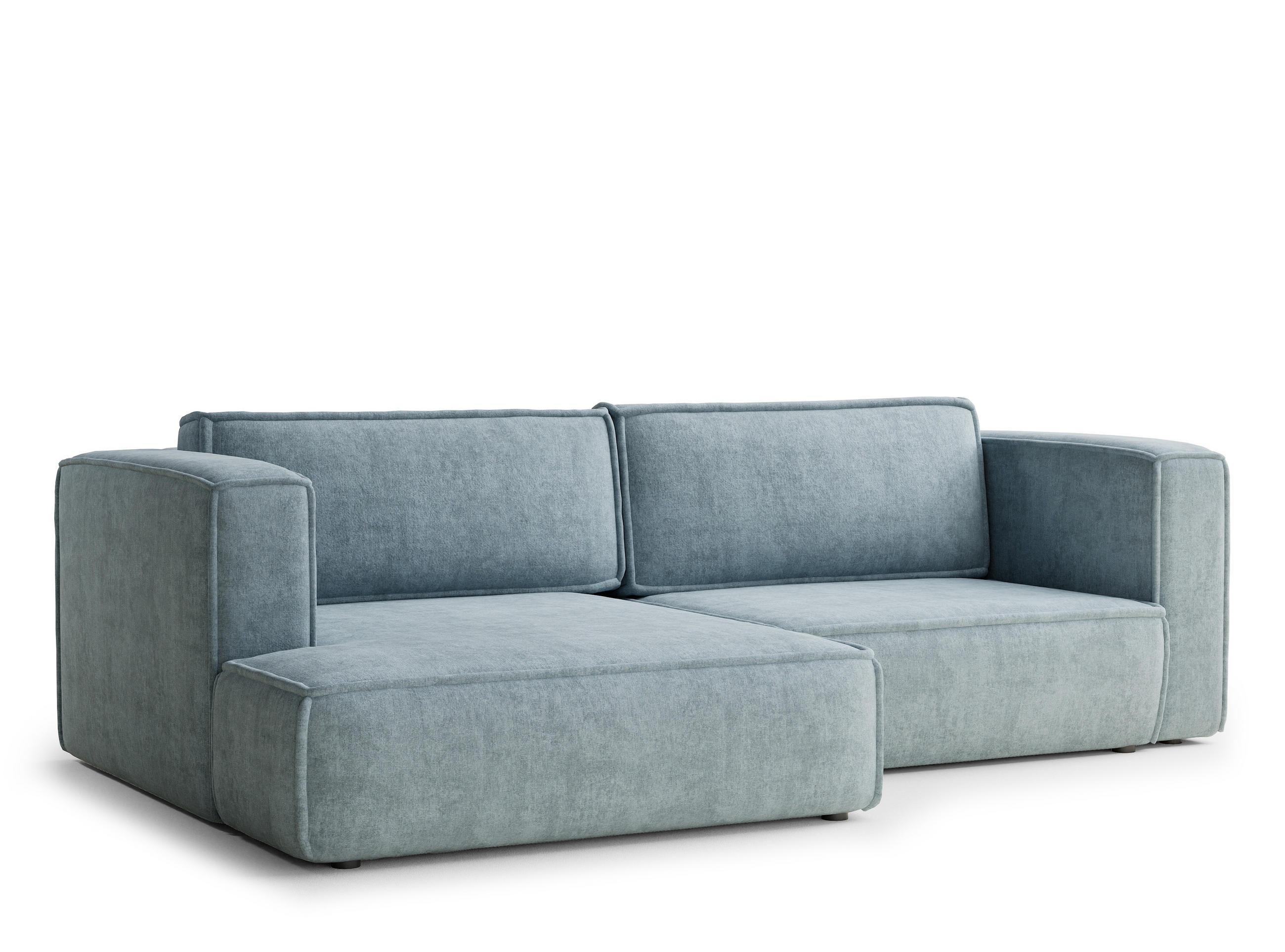 ECKSOFA MIT SCHLAFFUNKTION Velto Hellblau Webstoff - Schwarz/Hellblau, Holz/Holzwerkstoff (152/250cm) - Maison de Reve