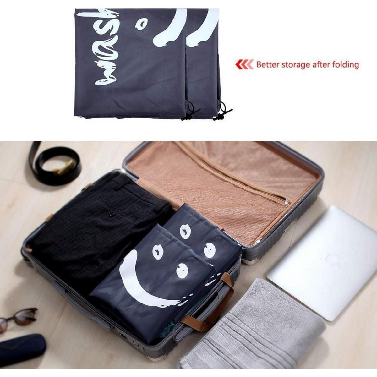 WÄSCHESACK 2-teiliges Set 120L Dunkelgrau - Grau, Textil (66/92/66cm)