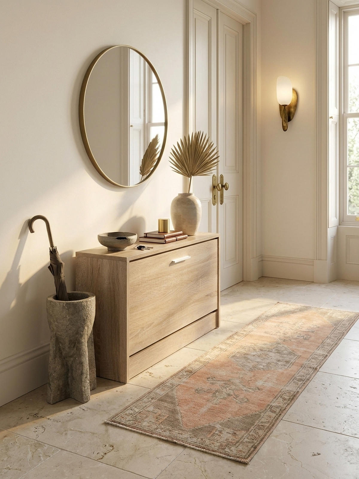 SCHUHKIPPER aus Holz in Beige mit Ablage und 1 Fach, 80x24x47 cm - Beige/Braun, Holz (80/47/24cm) - KADIMA DESIGN