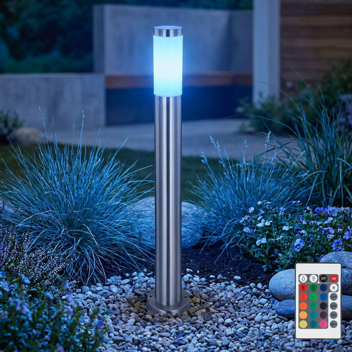 LED STEHLEUCHTE BOSTON Edelstahl Silber - Silberfarben, Metall (11/80/80cm) - Globo Lighting