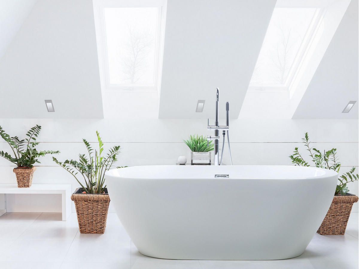 BADEWANNE FREISTEHEND 75x160x58 cm weiß Nevis - Weiß, Kunststoff (75/58/160cm) - Beliani