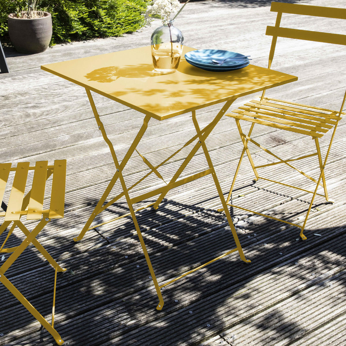 GARTENTISCH , klappbar, Gelb - Gelb, Metall (60/60/71cm) - Oviala