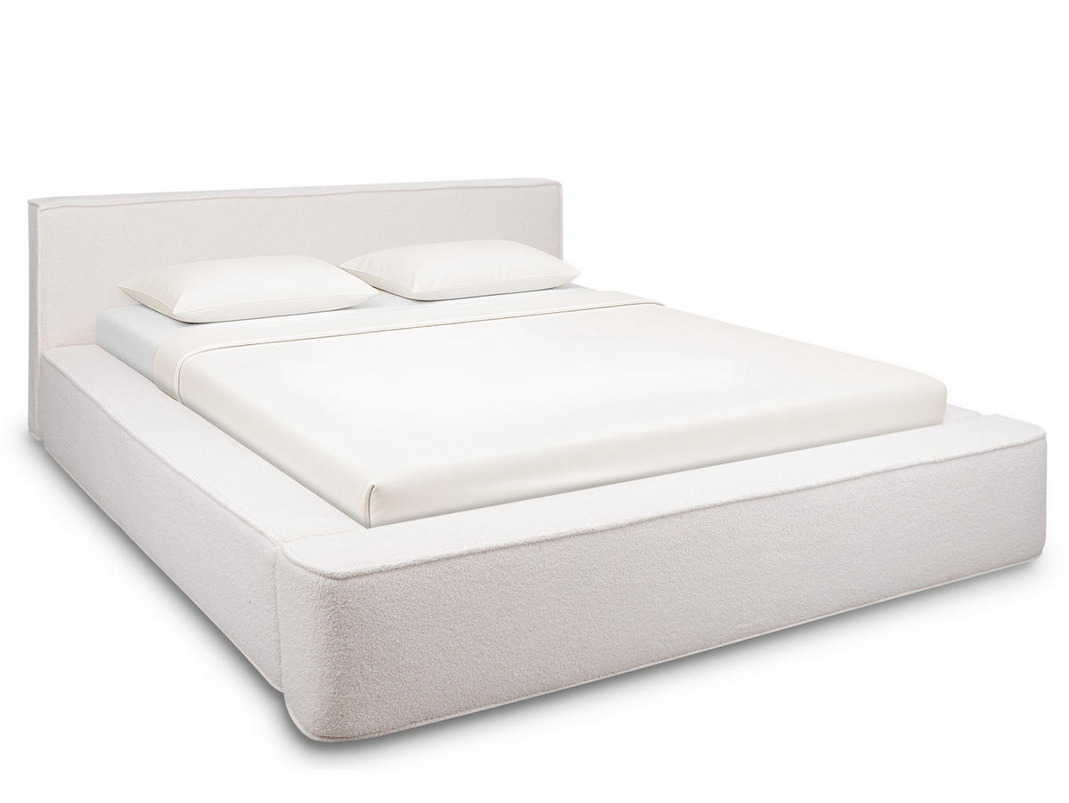 POLSTERBETT Melo Hellbeige 180/200 cm Boucle mit Bettkasten - Beige, Textil/Metall (180/200cm) - wonello