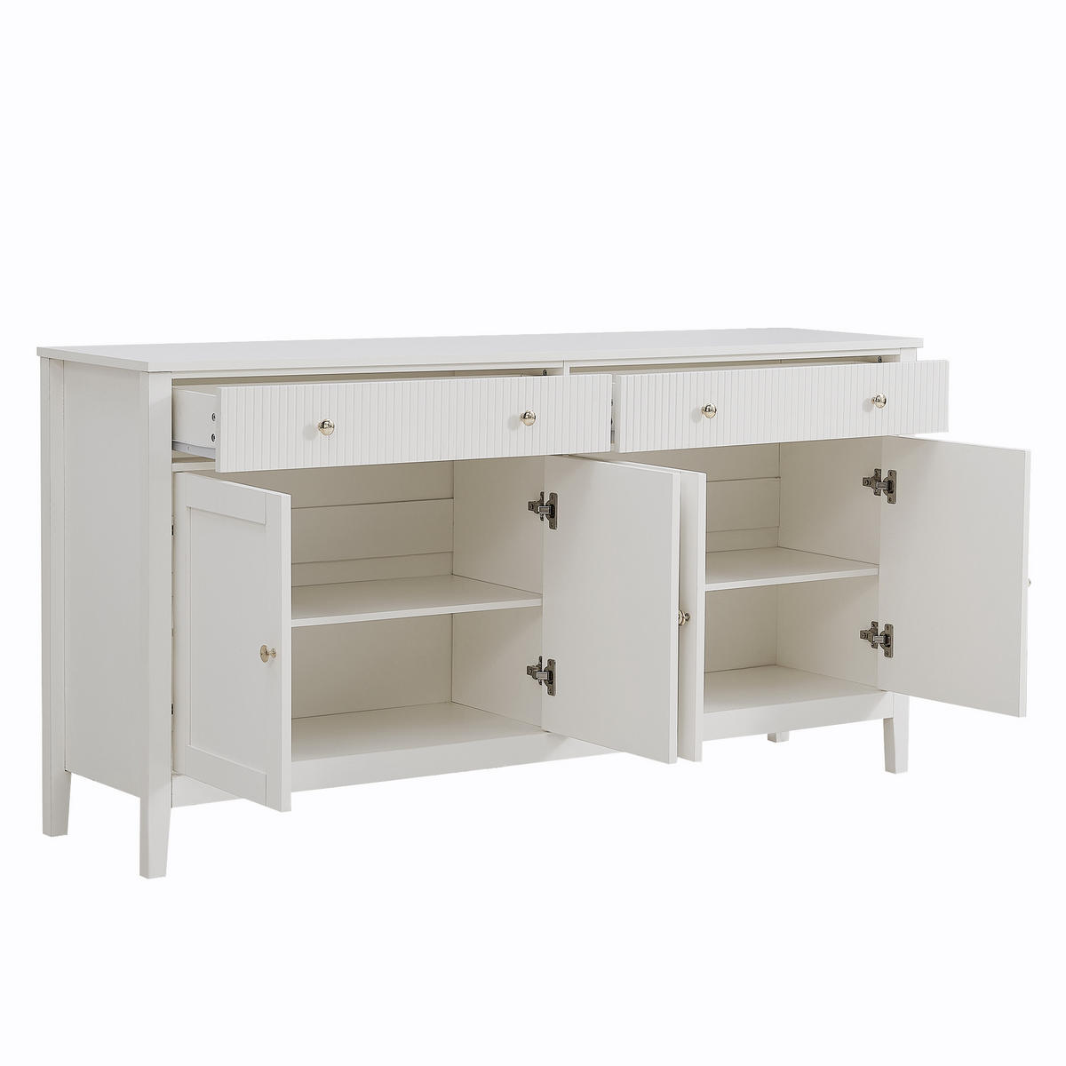 SIDEBOARD aus mattweißem MDF, mit 4 Türen und 2 Schubladen - Weiß, Holzwerkstoff (160/82/40cm) - Urban Meuble