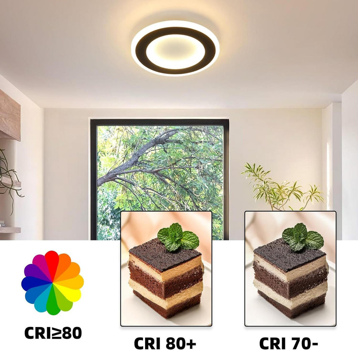 LED-DECKENLEUCHTE Alger 24 cm - Schwarz, Metall (24/24/4cm) - Nettlife