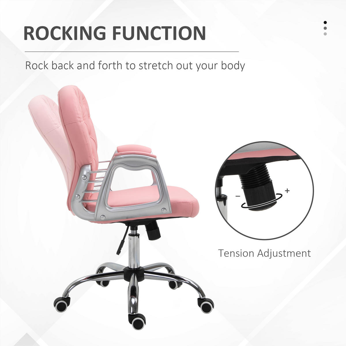ERGONOMISCHER Bürostuhl Chefsessel Gepolsterte Rückenlehne Kunstleder Rosa - Rosa, Kunststoff (60.5/103/59.5cm) - Vinsetto